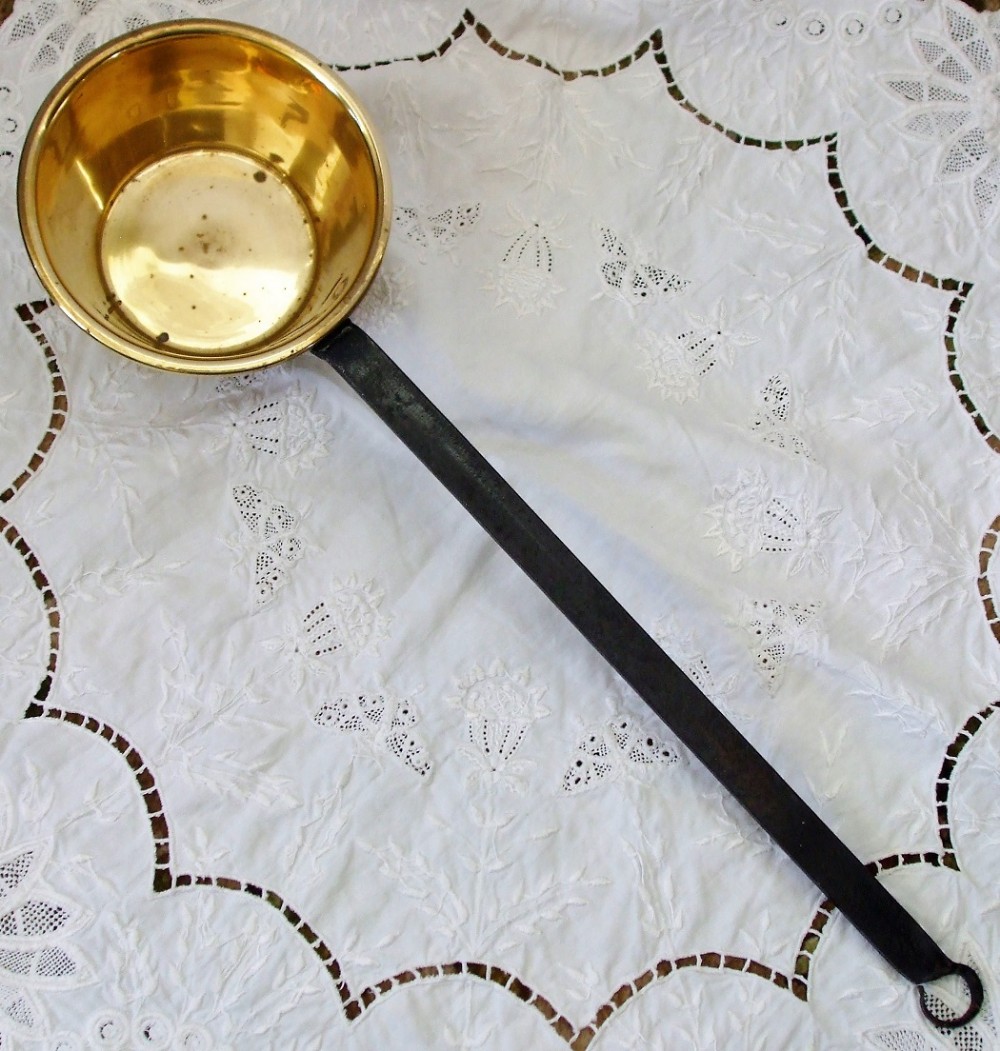 antique english victorian brass pan skillet small