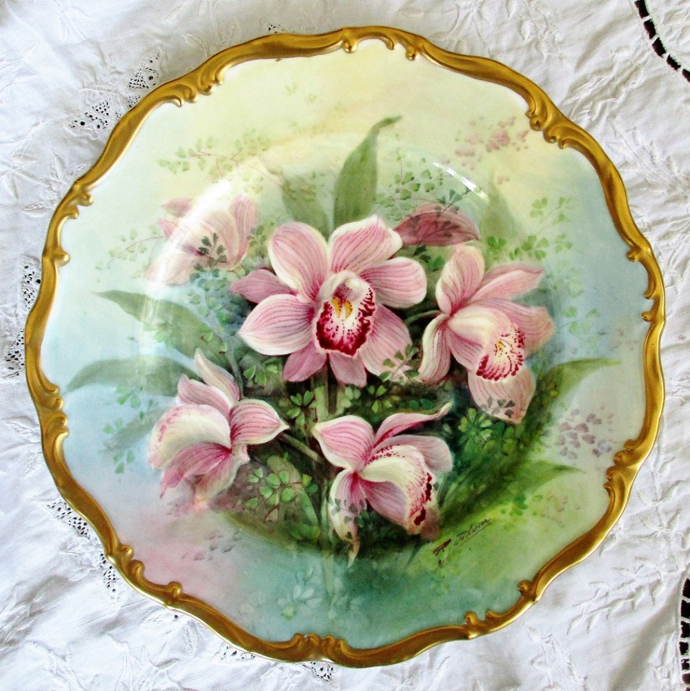 english porcelain cabinet plate orchids reginald johnson