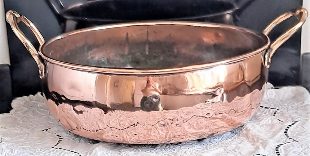 antique english victorian copper cream setting pan