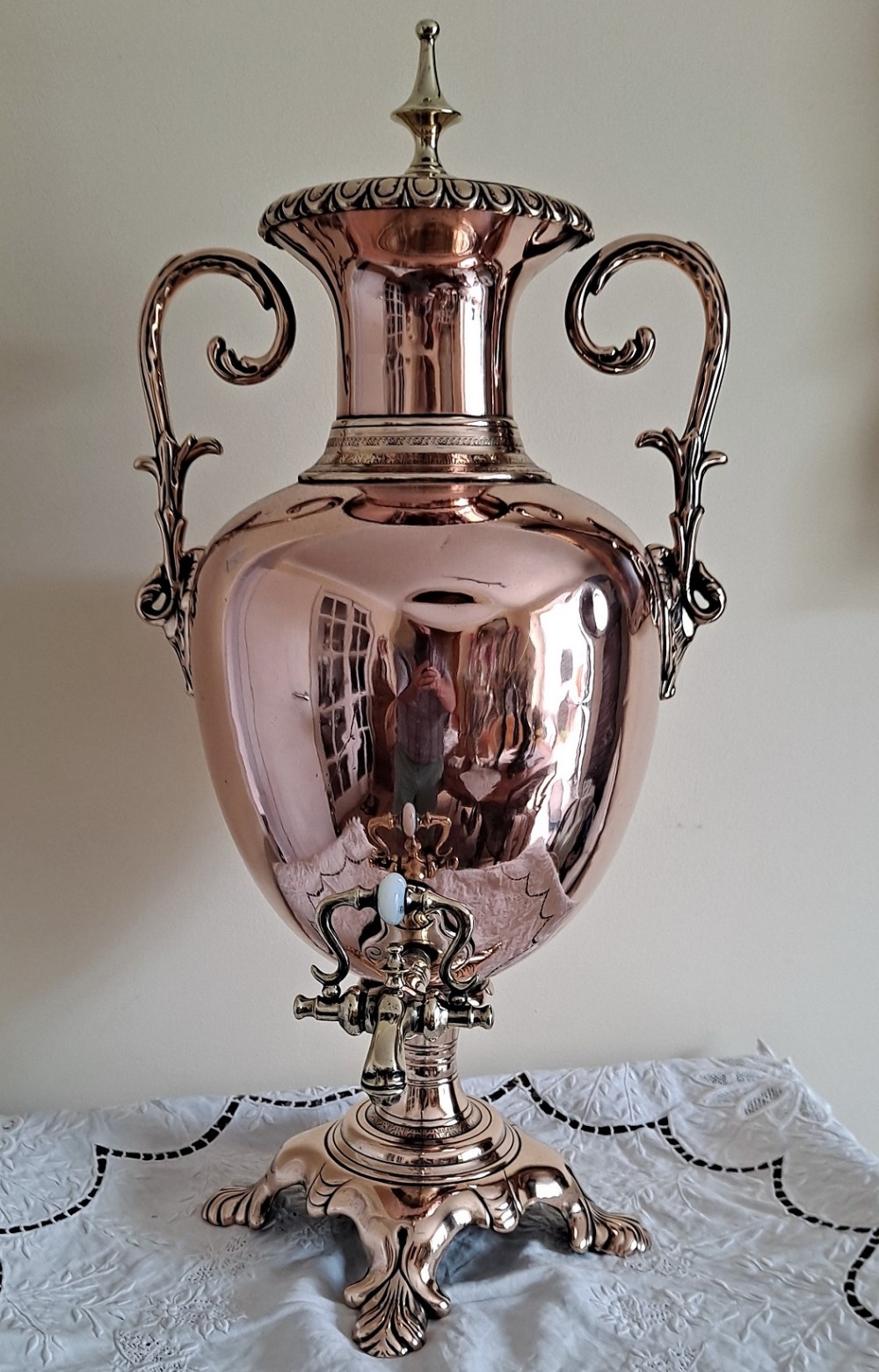 antique english victorian copper samovar tea urn