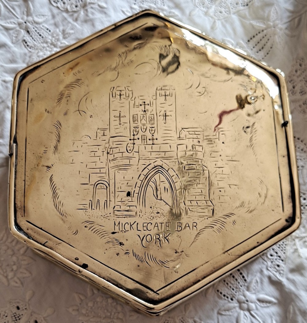 antique english georgian brass tobacco snuff box