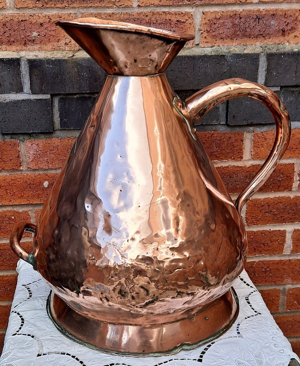 antique victorian copper 5 gallon harvest measure