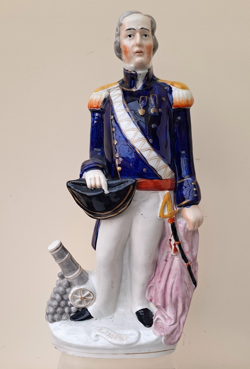 antique english victorian staffordshire pottery portrait figure admiral sir charles napier
