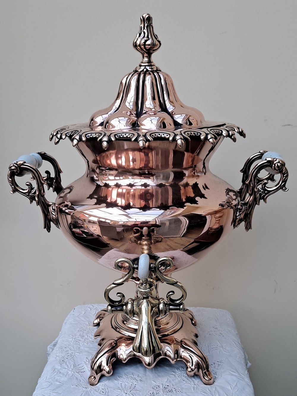 antique english victorian copper samovar tea urn
