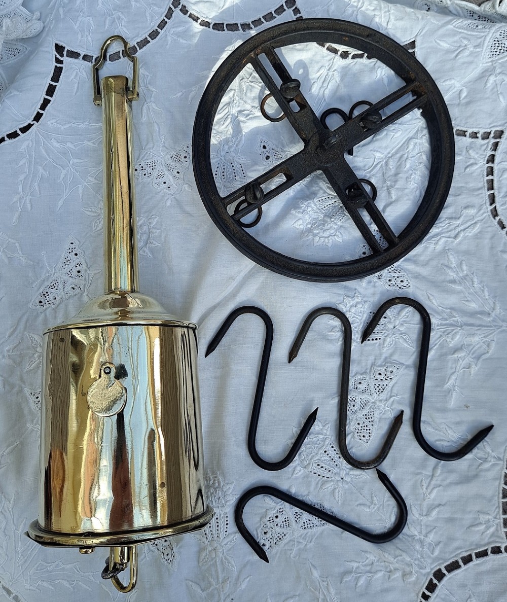 antique english georgian brass bottle spit jack john linwood of birmingham