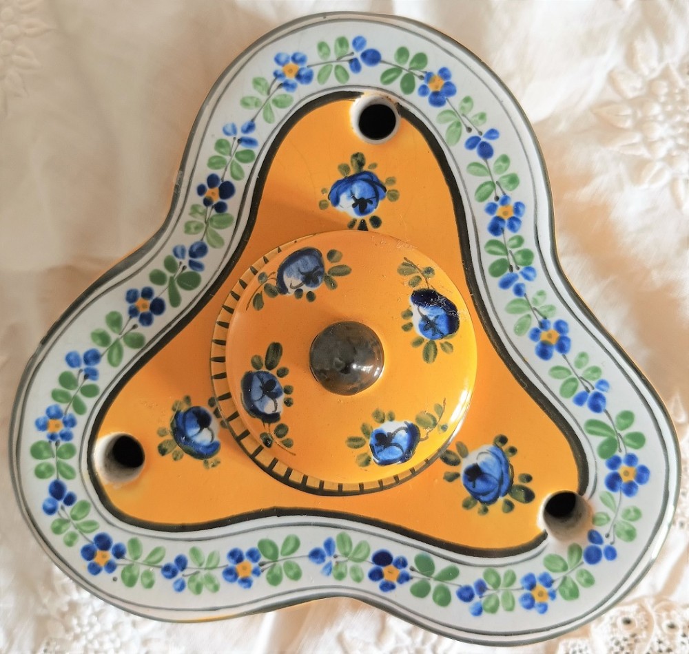 vintage french faience encrier inkwell