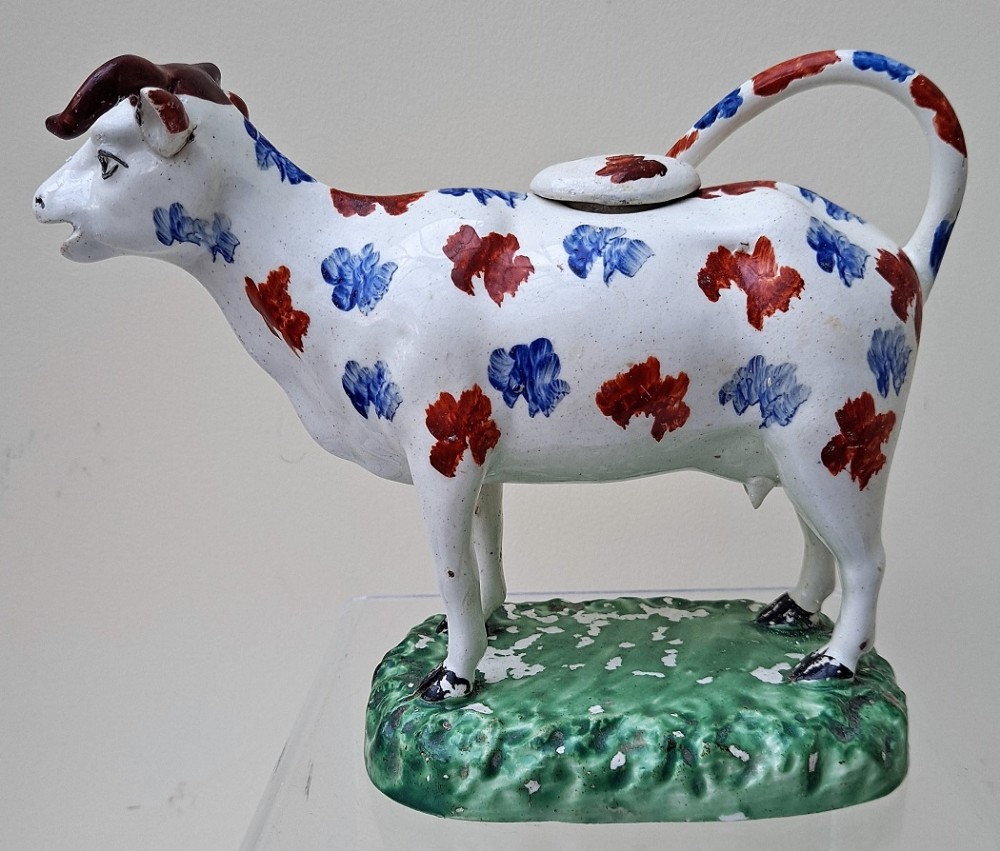 antique welsh georgian pottery cow creamer
