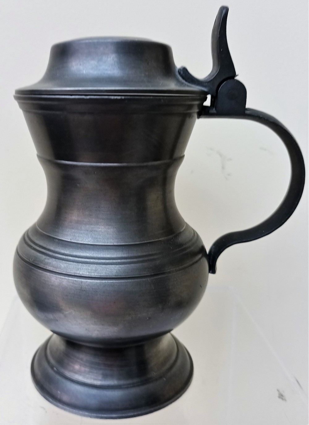 antique french pewter baluster tankard