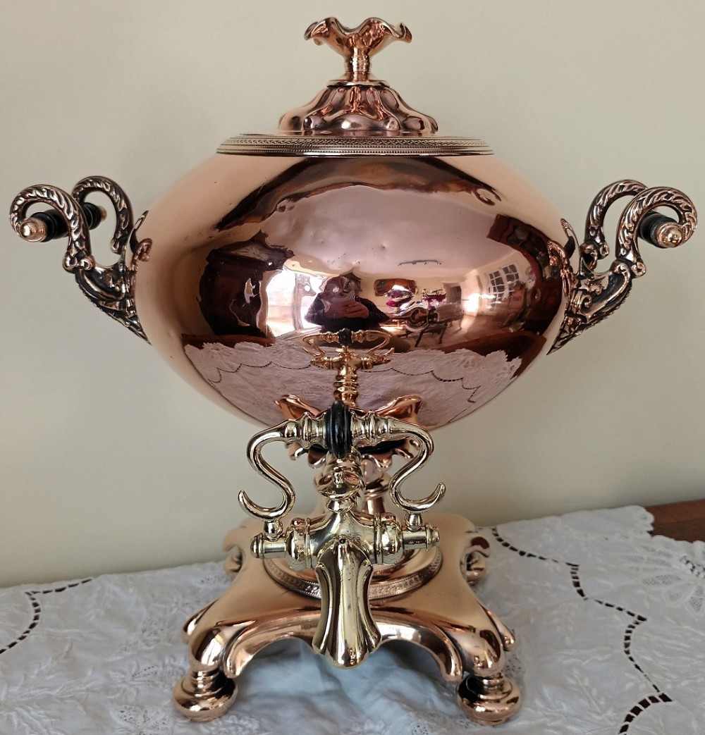 antique english georgian copper samovar tea urn