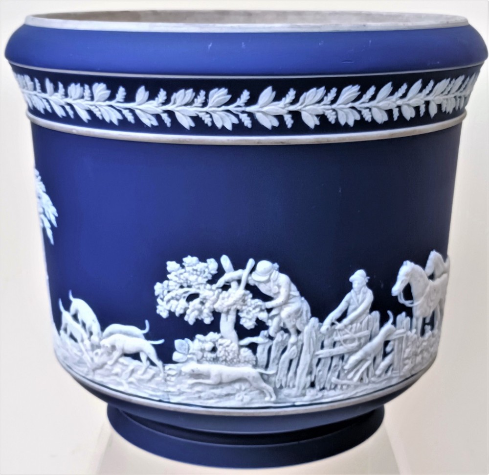 victorian blue jasperware jardiniere william adams sons