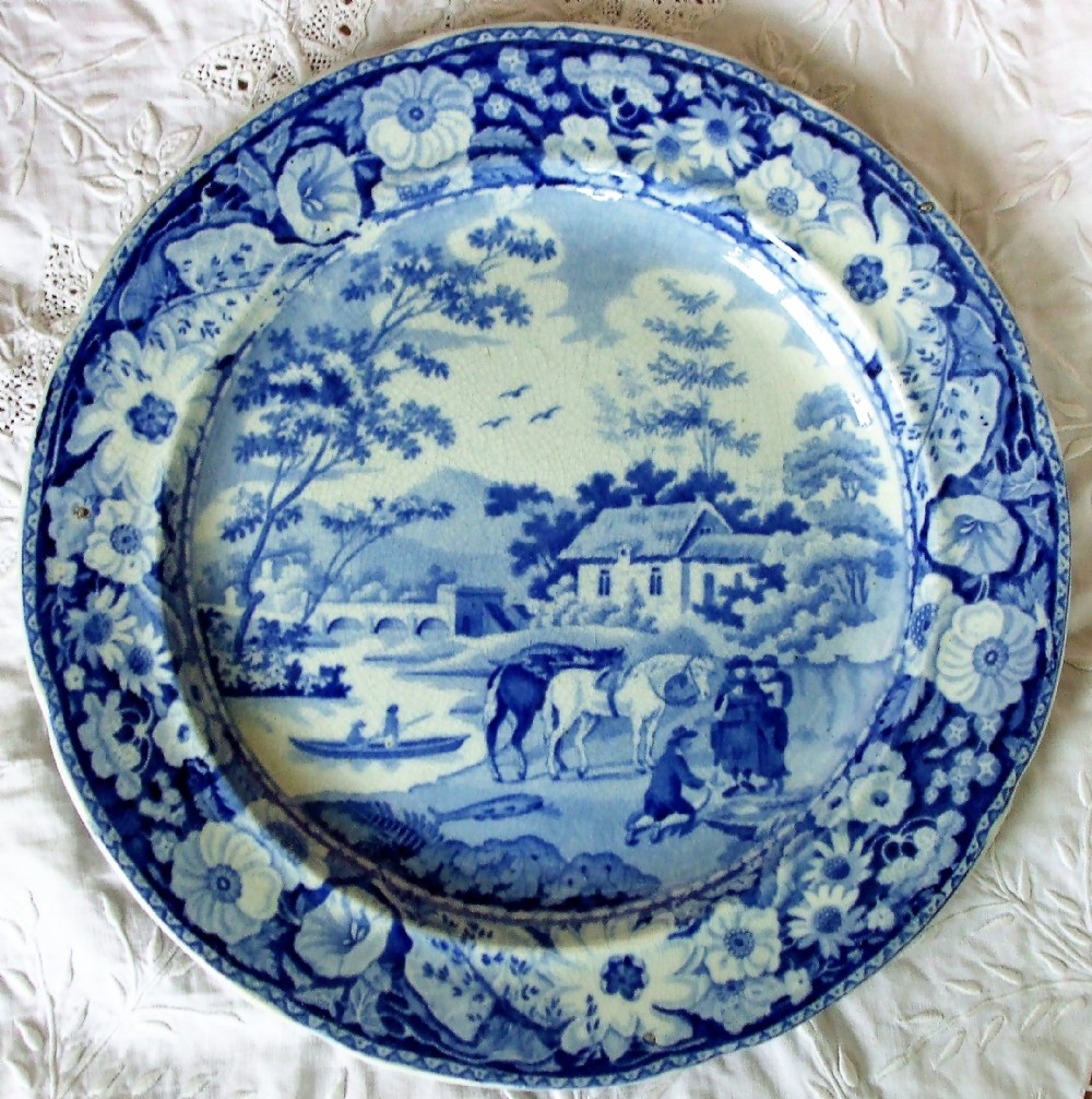 georgian blue white transfer native plate william adams