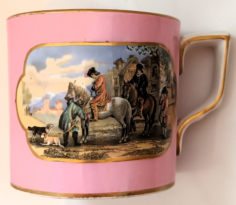 antique english victorian prattware pint pottery mug
