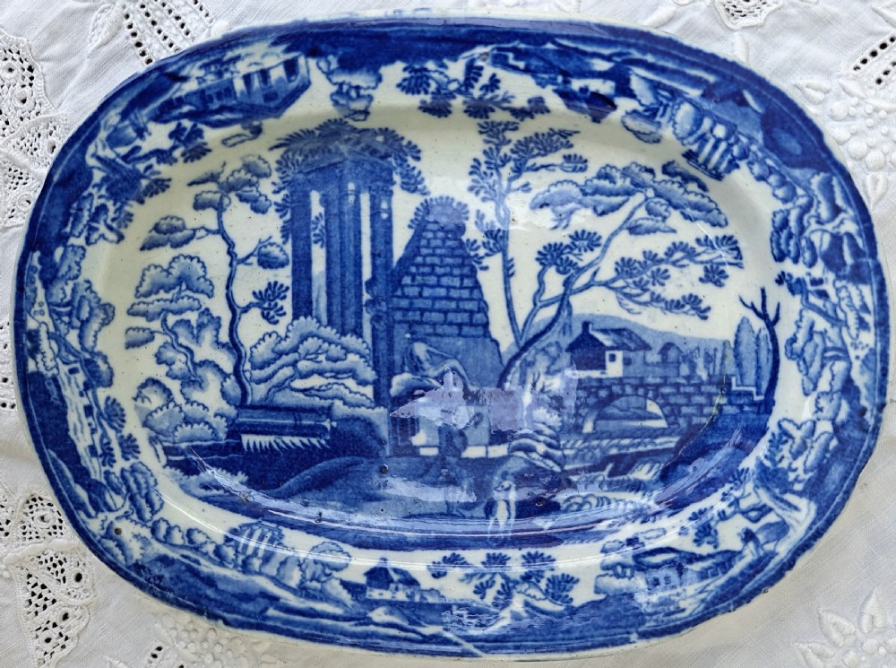 georgian blue white classical ruins dish thomas lakin