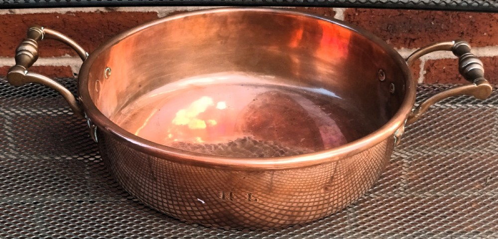 antique english victorian copper cream setting pan