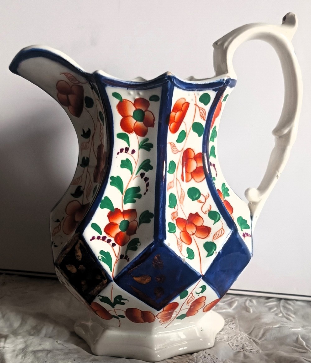 antique victorian gaudy welsh harlech pattern jug