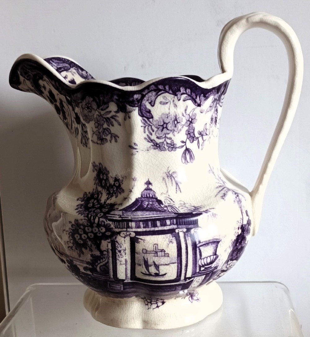 antique english georgian magenta transfer jug