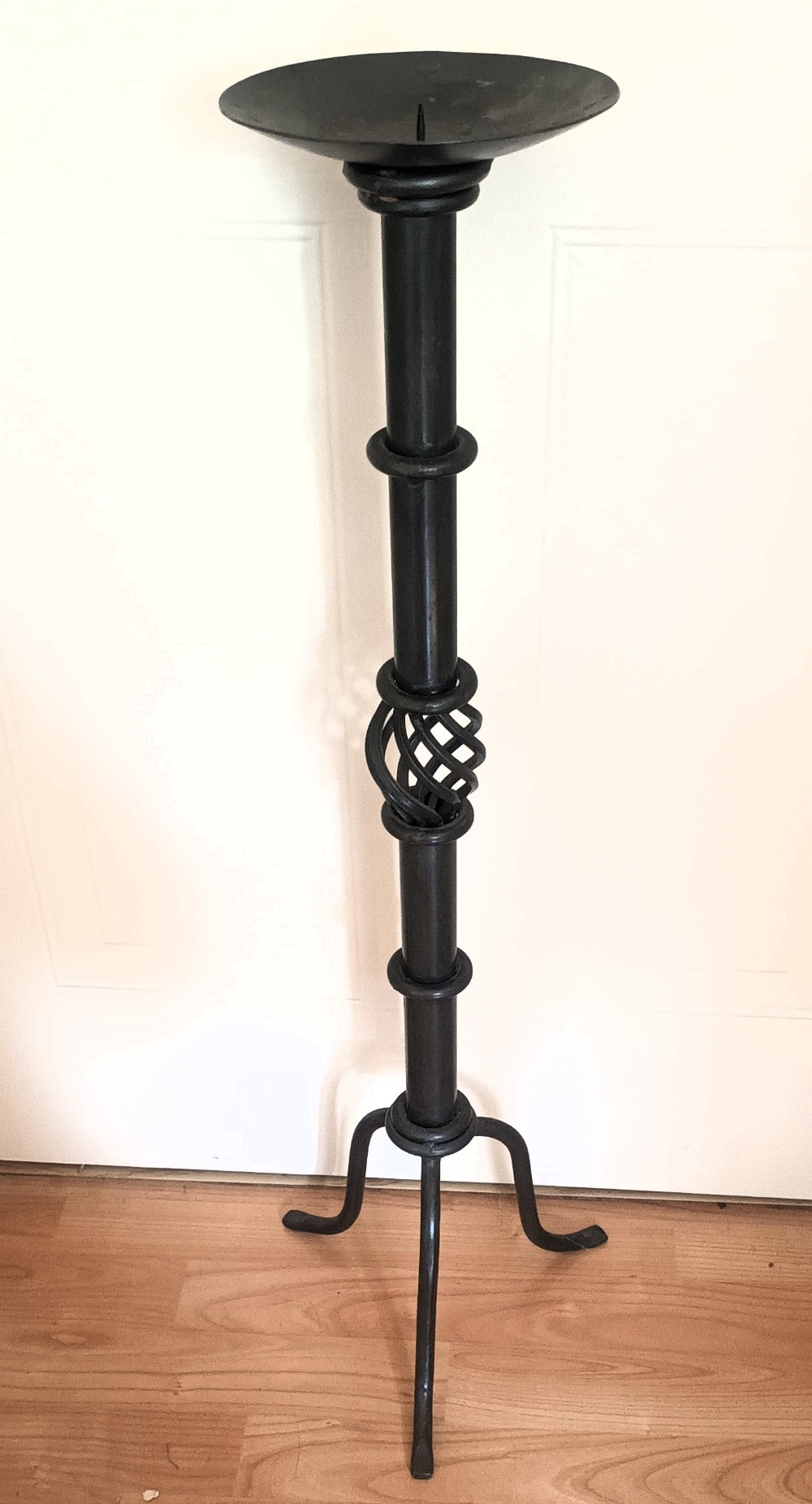 antique floor standing pewter pricket candlestick