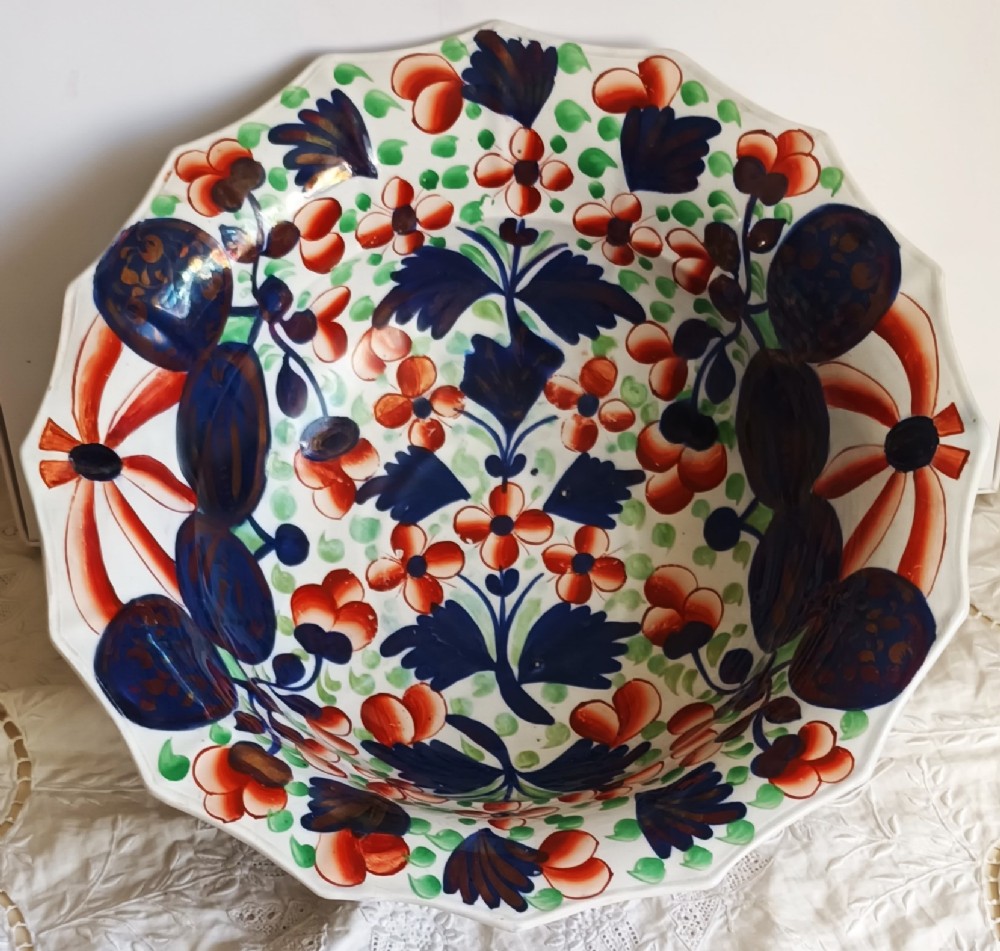 antique victorian gaudy welsh celyn pattern basin