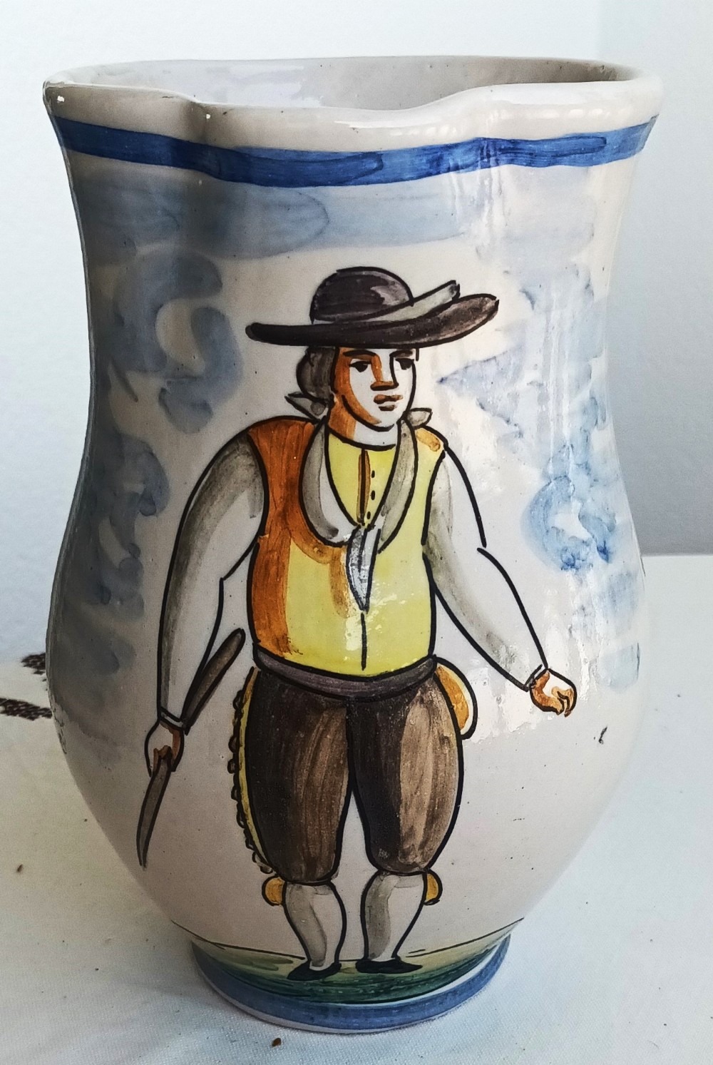 large vintage spanish faience jug