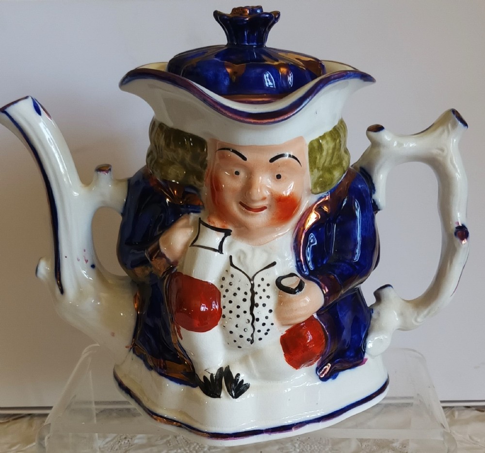 antique gaudy welsh toby jug teapot