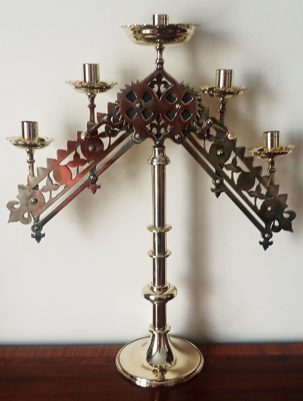 antique victorian articulated brass candelabra