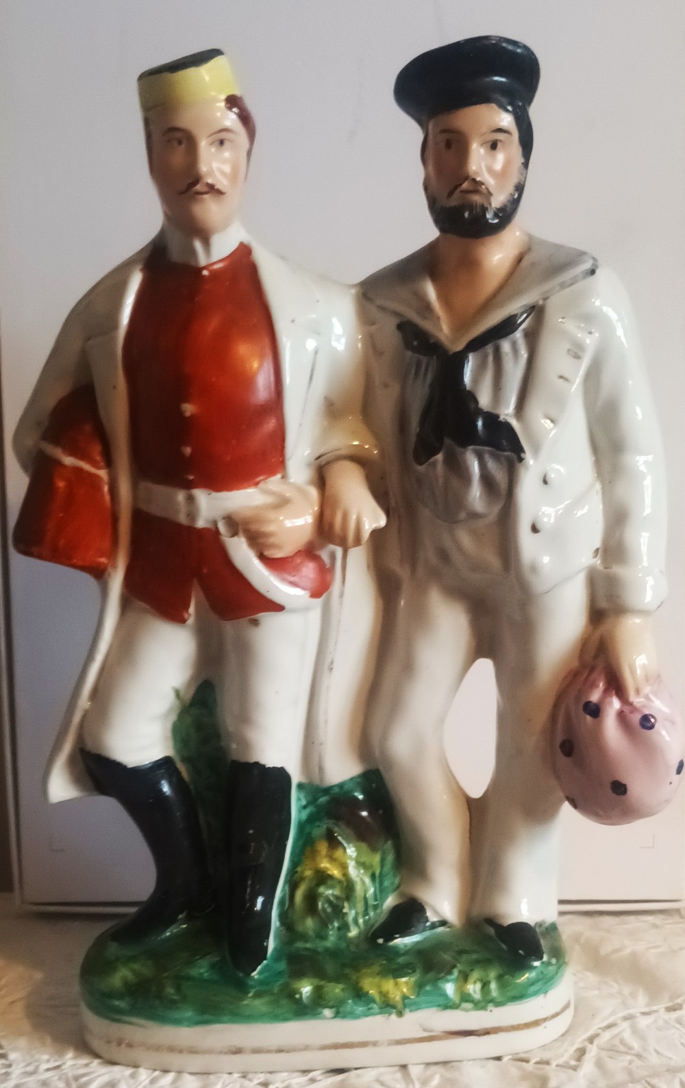 antique victorian staffordshire figure companions in arms h 4116