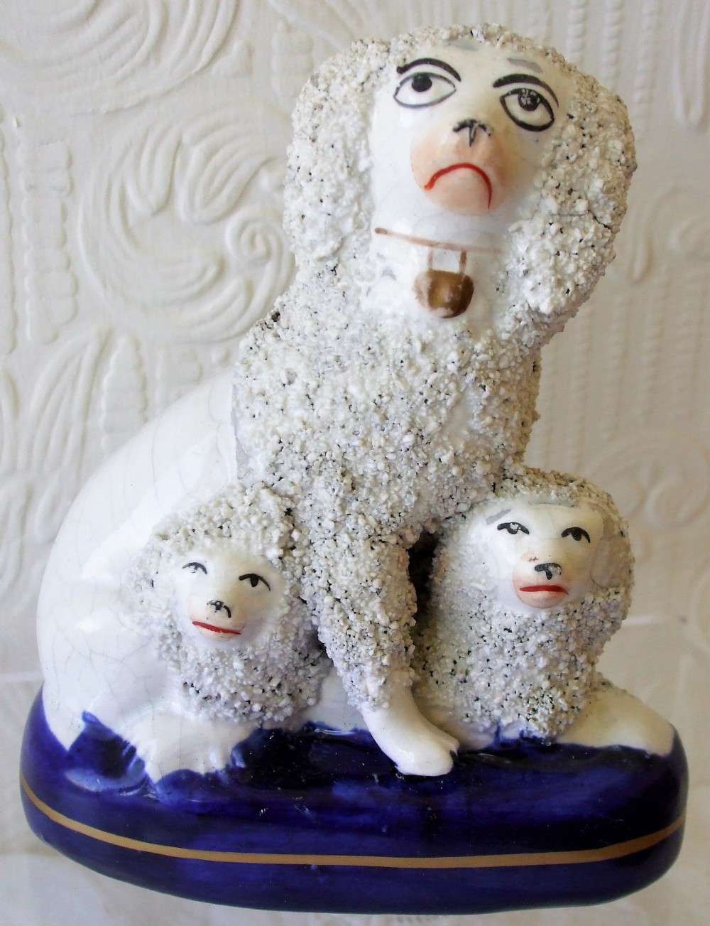 antique english victorian staffordshire pottery figure group poodles