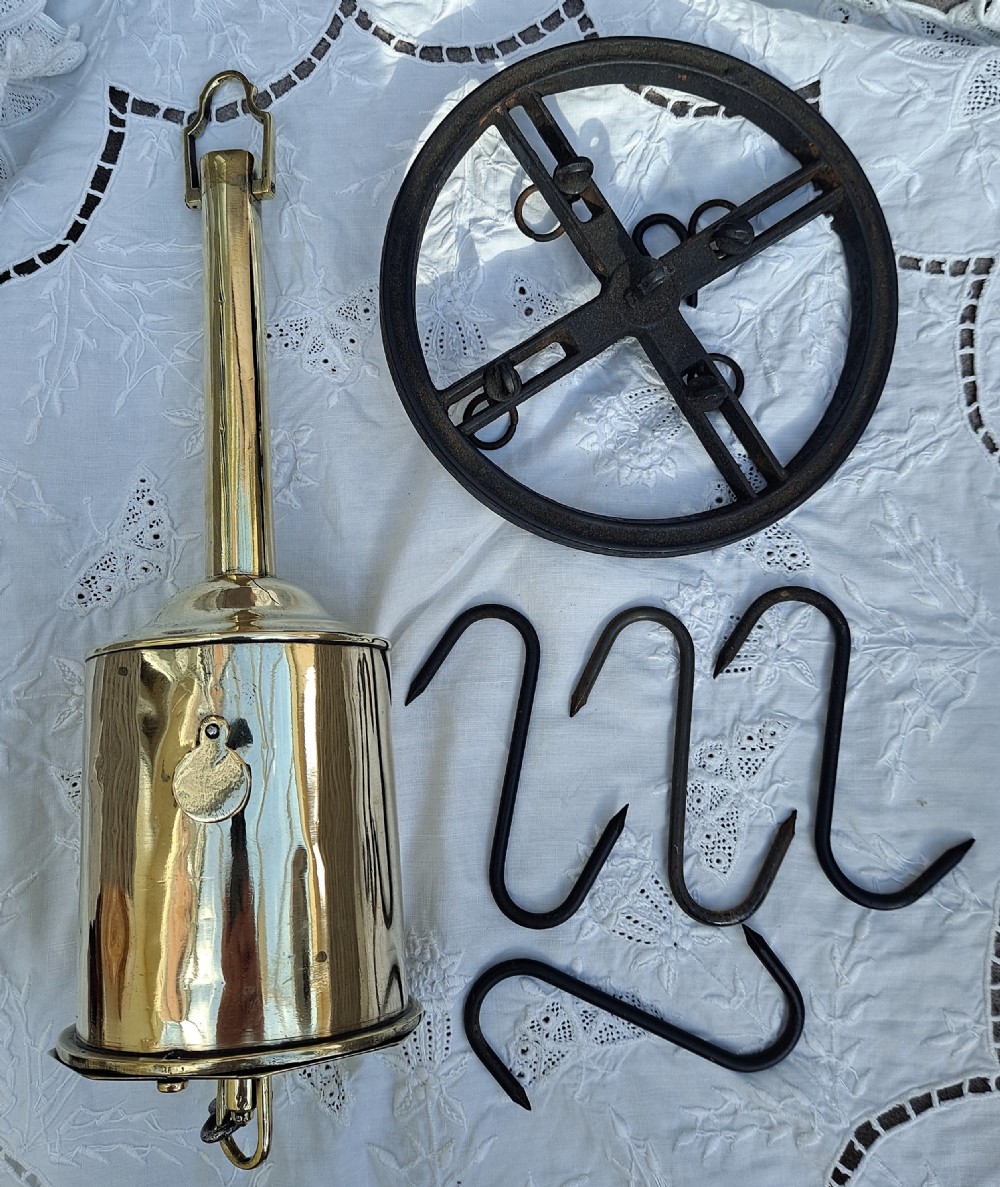 antique english georgian brass bottle spit jack john linwood of birmingham