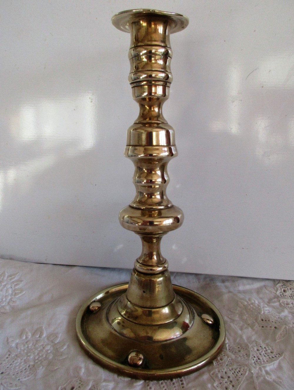 antique english victorian brass arts and crafts candlestick