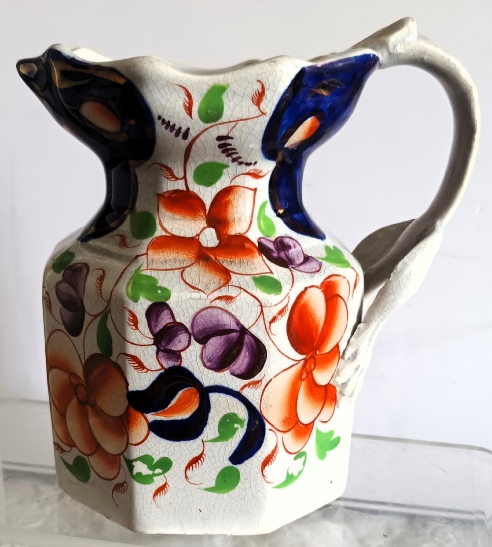antique victorian gaudy welsh gower pattern jug